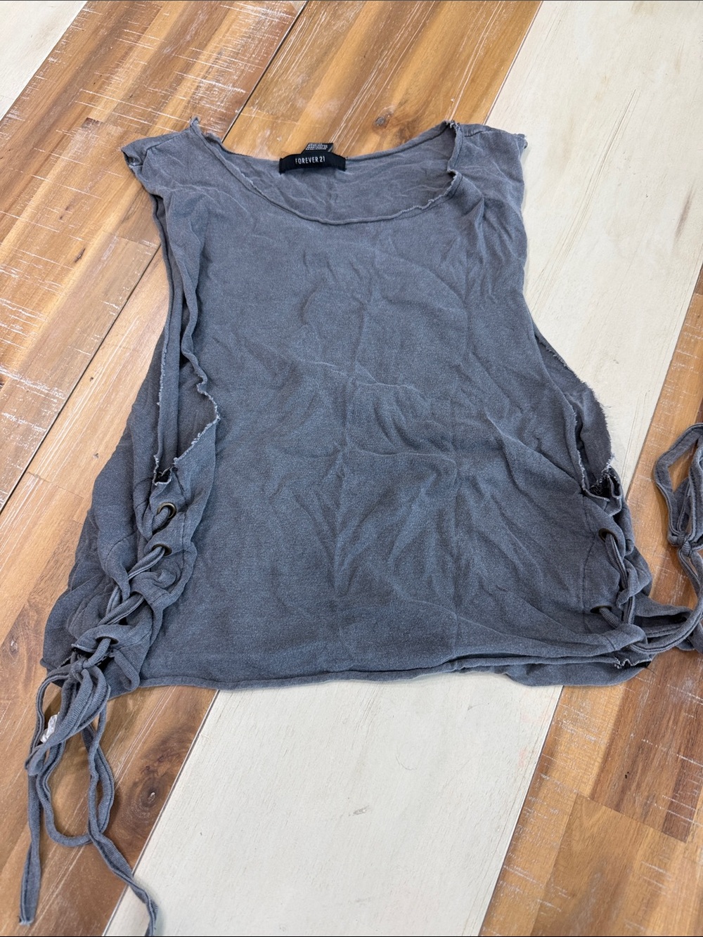 Forever 21 Gray Lace-Up Side Tank Top